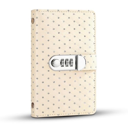 Password Lock Wallet, Secure Leather Cash Organizer with 3-Digit Combination, High Capacity Travel Money Safe for Privacy, White Crushed Diamond