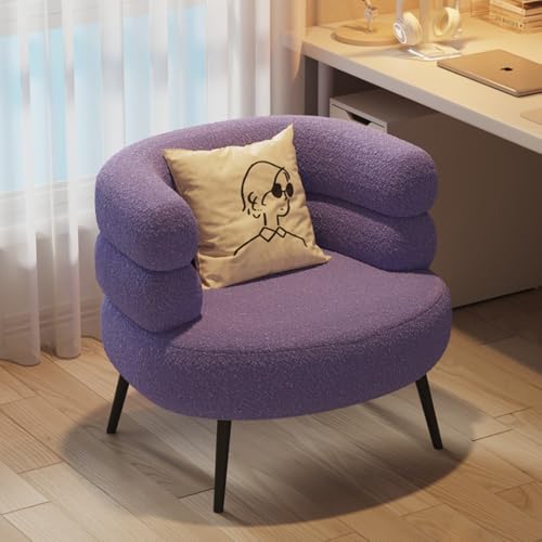 GRSMIS 一人がけソファー シングルソファ 快適 幅67cm お洒落 一人掛けソファー おしゃれ 一人暮らし 北欧風 キュートシンプル 化粧チェア コスメ 寝室 ソファ 椅子 PCチェア パソコン 新生活 お洒落 (パープル,スポンジクッション)