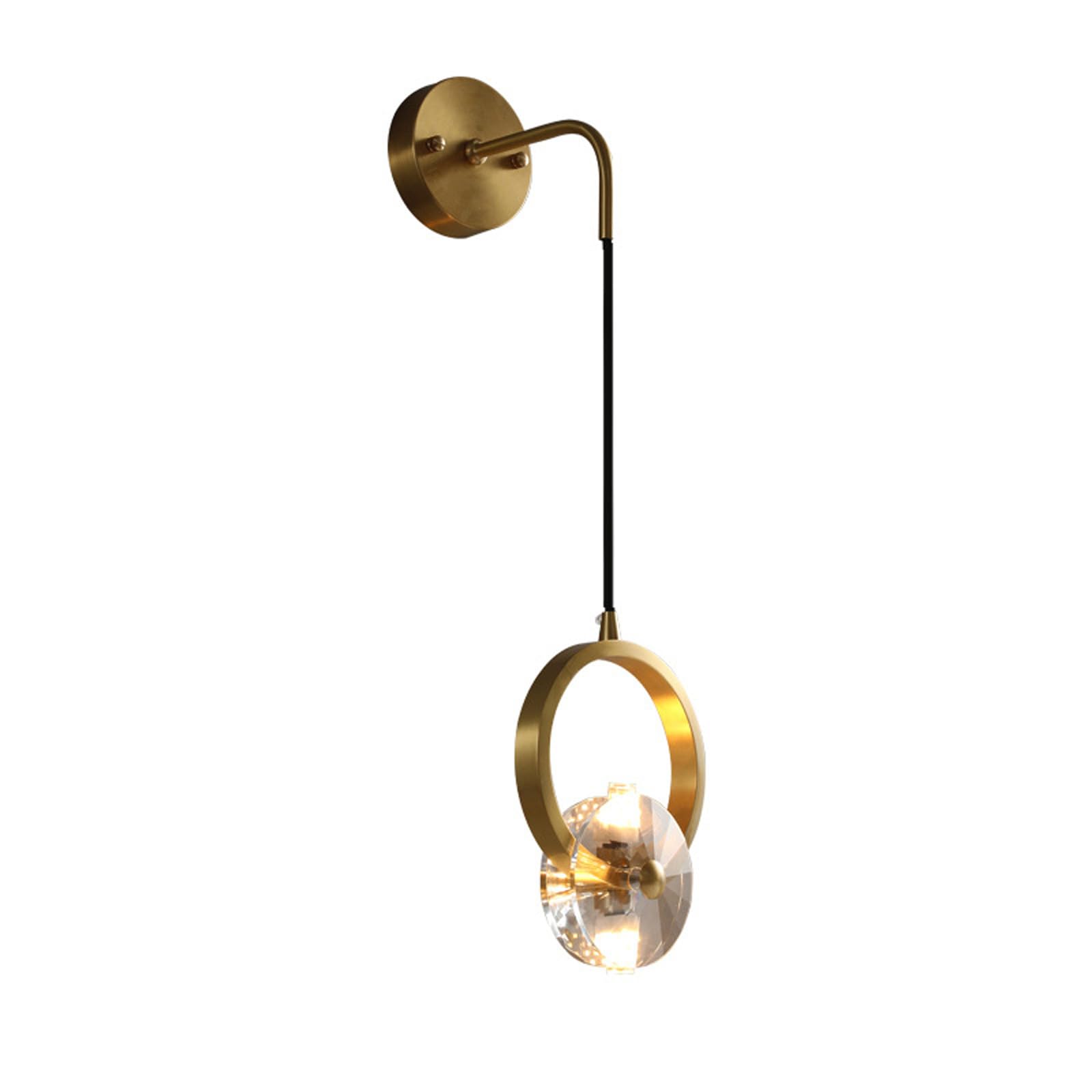 Aplique de pared de lujo con cristal tallado de 5.9 pulgadas y acabado metálico tono latón