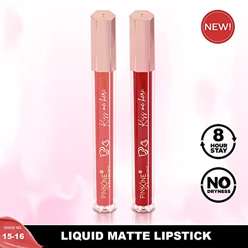 Image of PINK LINE Intense Matte Velvet Lip Gloss /Non-cracking Anti-transfer Long-Lasting Waterproof Liquid Lipstick /Lip Gloss Set (Pack of 2)