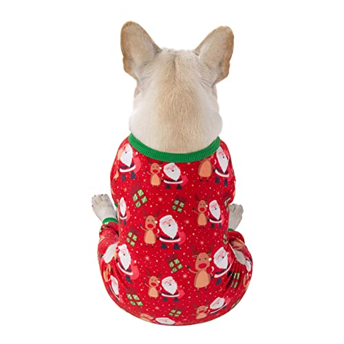 Image of CuteBone Small Dogs Christmas Outfit Soft Puppy Onesies Pjs Dog Pajamas Pet Coat Cat Apparel Comfy Doggie Jumpsuit Bodysuit for All Seasons