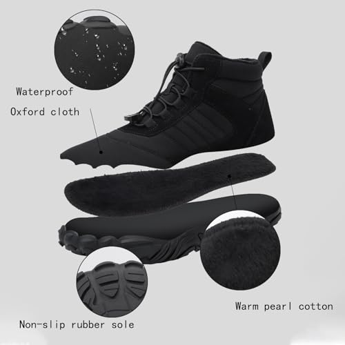 AngryMonkey Men Winter Barefoot Boots Slip Resistant Water Resistant Barefoot Shoes Zero Drop Shoe Wide Toe Box Hiking Running Boots3