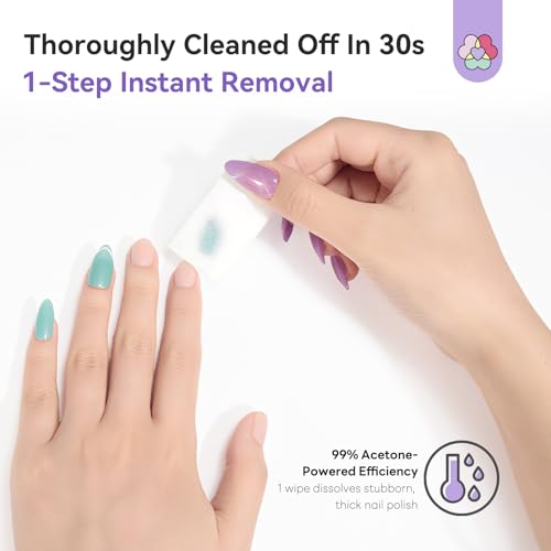 SAVILAND Advanced Nail Polish Remover Pads: 100 PCS Nail Polish Remover Wipes Super-sized 1-Step Instant Removal For Nails Pad Non-Irritant Individually Wrapped Pads For Salon Use