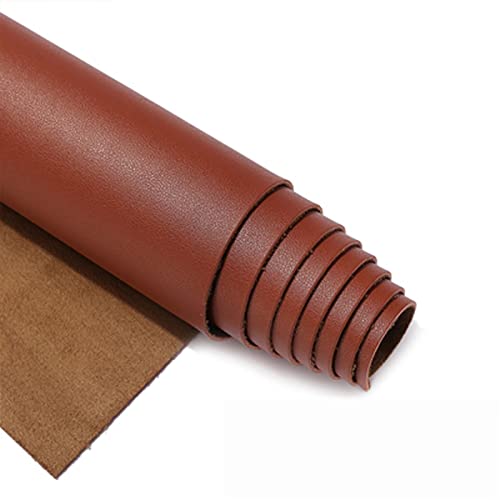 AnnDZ Weiches Kunstledergewebe Baumwolle Braun Rückseite Vinyl-Polsterstoff Für Bögen Ohrringe Handtasche Geldbörse Nähen Handwerk Machen, Ledersessel Sofa dekorieren, 1,38x1M(Color:Rotbraun) Cover