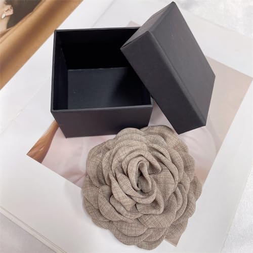 Image of Dainty Fabric Peony Flower Brooches Pin Delicate Camellia Flower Brooch Classic for Women Wedding Party Dance Banquet Elegant Lapel Pins Dress Suit Ceremony Clothes Accessories Jewelry Gifts 100mm