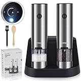 Duyiho Rechargeable Electric Salt and Pepper Grinder Set with Double Charging Base, Refillable Autom