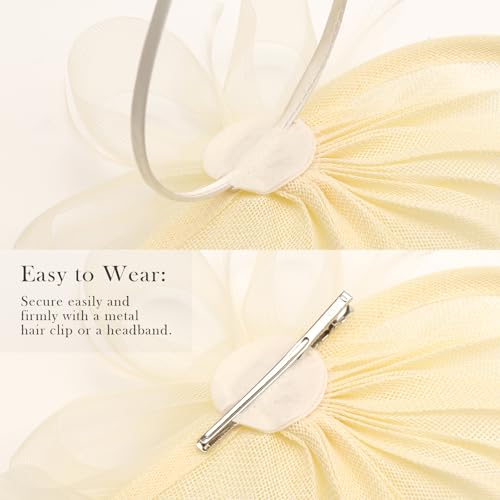 Image of DRESHOW Women Fascinator Hats Tea Party Hat Vintage Pillbox Hat Headband for Cocktail