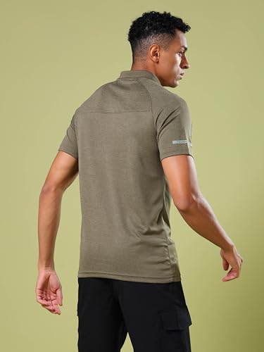 Image of TECHNOSPORT Men's 100% Polyester Slim Fit Self-Design Half Sleeve Polo T-Shirt with Double Cool, SPF50+ Properties for Gym, Workout 7 Regular Use
