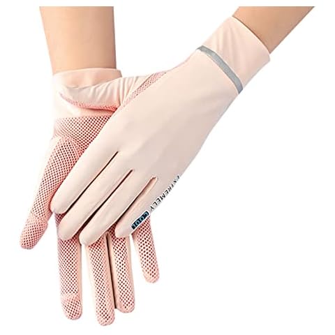 Holiberty UV Protection Gloves Womens Mesh Sunblock Driving Gloves Girls Summer Cooling Silky Wrist Mittens Nonslip Cycling Gloves Touchscreen Fingerless Glove for Fishing Running Golf Sun Gloves Cover