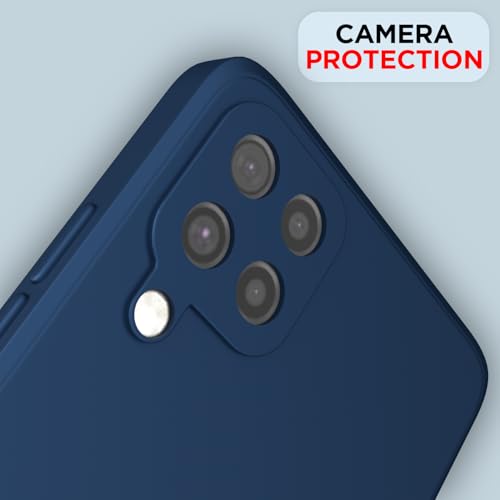 Image of Outlouders Back Cover for Samsung Galaxy M32 4G / M32 Prime / F22 4G | Camera Protection | Durable Soft Matte Silicone Bumper Case (Blue)