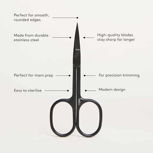 Mylee Gebogene Schere - Professionelle, elegante, mattschwarze Nagelschere aus Edelstahl in Salonqualität für präzises Trimmen und glatte, abgerundete Kanten