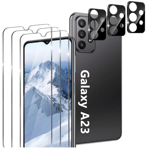 Corefyco Direct [3+3 Pack] Galaxy A23 Screen Protector + Camera Lens Protector, 9H Hardness HD Tempered Glass, Bubble Free, Anti Scratch, Easy to Install film for Samsung Galaxy A23 5G/4G Cover