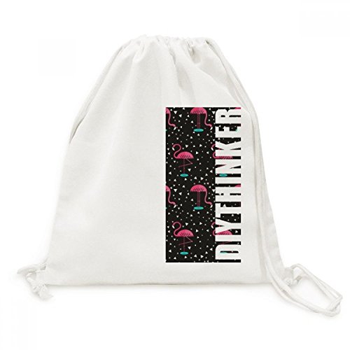 Sac à cordon flamant rose sac à dos en toile noire Voyage Sacs de sport