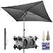 4smile Sonnenschirm Balkon SunnyShade 3-in-1 SET in Anthrazit - UPF 50+ Sonnenschirm rechteckig 200 x 125 cm + Sonnenschirmhalter Balkongeländer + Sonnenschirmhülle