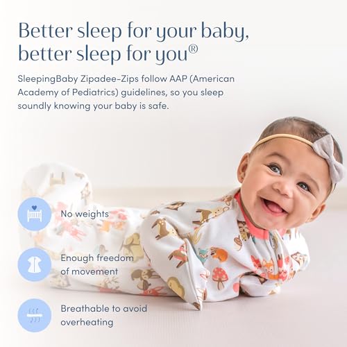 Image of SleepingBaby Zipadee-Zip Transition Swaddle - Cozy Baby Swaddle Blanket with Zipper Convenience - Roomy Wearable Blanket for Easy Diaper Changes - Woodlands, Large (12-24 Months)
