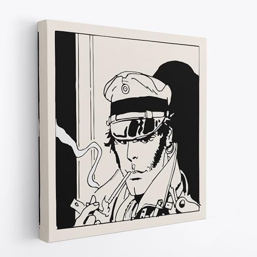 Affiche sur toile sans cadre, Corto Maltese Pipe reproduction artistique décoration intérieure maison 30x30cm