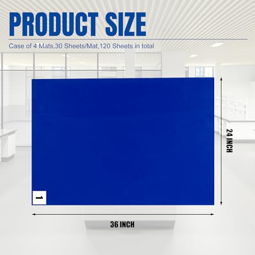 Image of TCE AD08012U Torin Adhesive /Sticky /Tacky Mats: Collects and Removes Dirt and Dust for a Clean Home, Laboratory, Hospital, Warehouse and More - Includes 4 Boxes of 30 (120 Total) 24x36 inch Sheets, Blue
