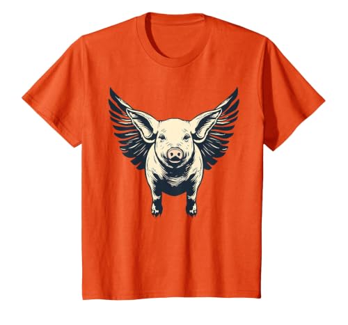 Flying Pig with Wings Fly Pig Lovers T-Shirt, Youth, Orange, 3T