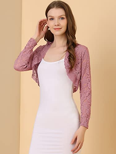 Image of Allegra K Women's Elegant Crop Cardigan Sheer Floral Lace Bolero Shrug Top