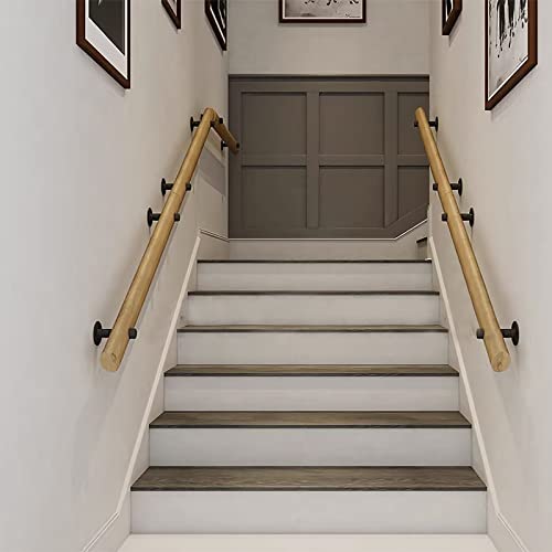 Living Room/Apartments Stair Handrail Wooden Oval, Child/Elderly Anti-Skid Support Banister For Indoor Outdoor Steps, With Iron Brackets, Load 200Kg/440Lbs (Size : 5Ft/152Cm(1 Section)) #TOP7