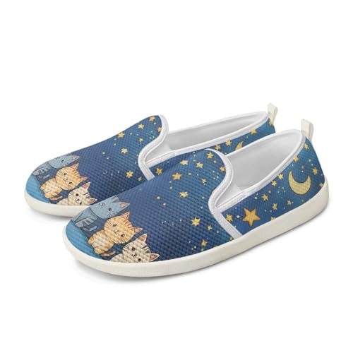 JoyLamoria Cartoon Cat Print Causal Sneakers Womens Sport Shoes Slip On Loafer Flats reathable Lightweight Walking Shoes Footwear2