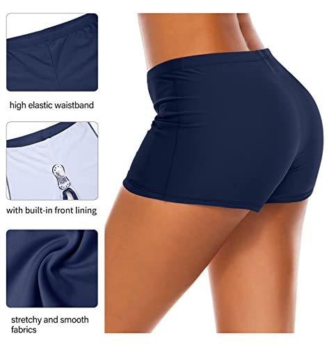 Missvog Boyleg Swim Shorts For Women Upf 50+ Board Shorts Stretchy Tankini Swimsuit Bottom Bathing Suit Bottoms Navy Blue S #TOP4