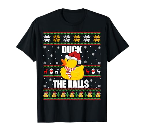 Ugly xmas sweater style funny rubber duck christmas pajamas t-shirt