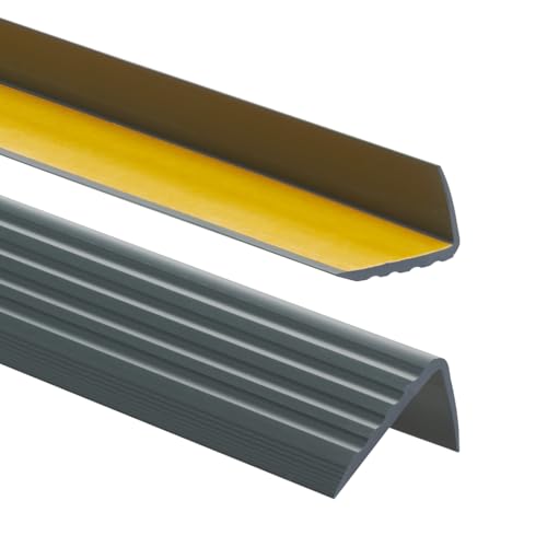 Profilo per bordi scale - Profilo angolare in PVC autoadesivo 41mm x 25mm, Paraspigolo - Strisce antiscivolo per gradini, 200cm, Antracite