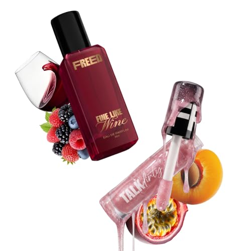 Image of Freed Fine Like Wine Perfume with Lover Lip Gloss-Set of 2 | Raspberry Shimmer Gloss with Chilli Plump | Fruity Luxury Perfume | Gift for Women