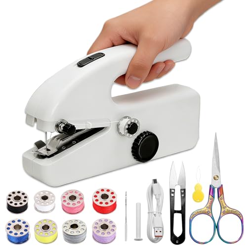 Hand Held Sewing Machine for Adults & Beginners, with a 15 PCS Basic Sewing Kit, Portable Mini Hand...