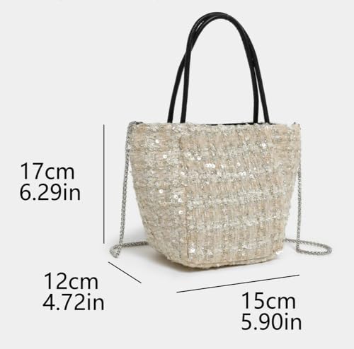 Molodo Woolen Tweed Bag Sequins Embellished Chain Strap Small Square Purse Magnetic Closure Handheld Crossbody2