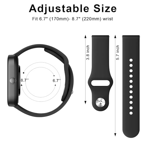 Image of Tobfit 22mm Watch Band Strap with Rust Free Button Compatible with Noise ColorFit Ultra /Ultra 2, Vision, Caliber, Pro 3 (Watch Not Included), Soft Smartwatch Straps for Men & Women
