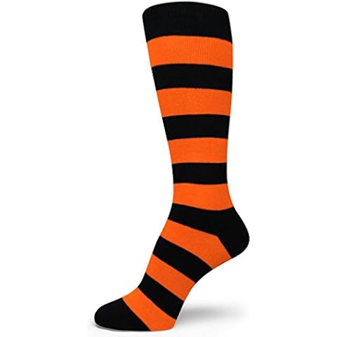 Spotlight Hosiery Men's Groomsmen Wedding Dress Striped XL Extra LargeSocks, Black/Orange, One size Cover