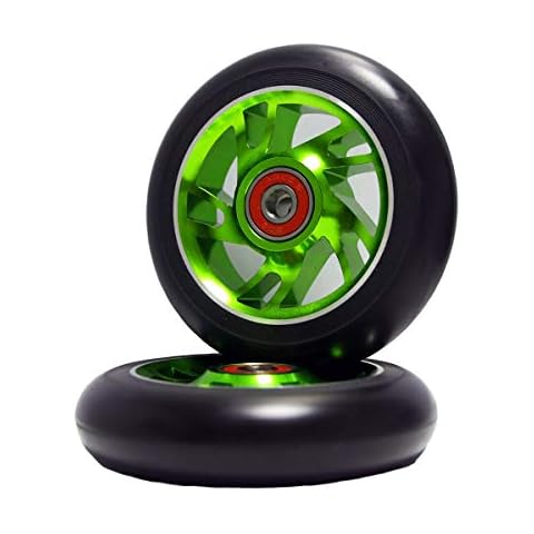 2Pcs 110mm Pro Scooter Wheels with Abec 9 Bearings Fit for MGP/Razor/Lucky Envy/Vokul Pro Scooters Replacement Wheels (Green) Cover