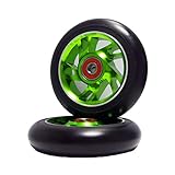 2Pcs 110mm Pro Scooter Wheels with Abec 9 Bearings Fit for MGP/Razor/Lucky Envy/Vokul Pro Scooters Replacement Wheels (Green)