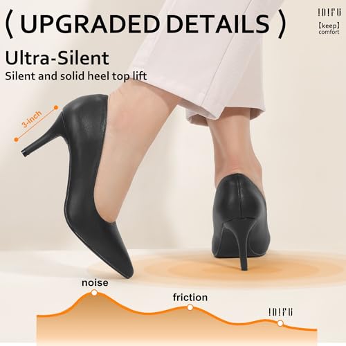 Idifu Black High Heels Pumps Closed Toe Heels Women'S Pumps Stiletto Pointed Toe Dress Shoes Wedding Prom Bridal Work Office Bride Trendy Dressy Comfortable Classic Pumps Shoes thumb #5