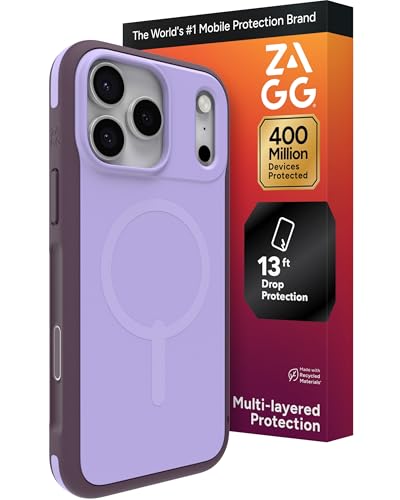 Image of ZAGG Sedona Snap Case for iPhone 17 Pro Max - Purple Dusty Grape, Drop Protection (13ft /4m), Graphene-Reinforced Multi-Layer Protection, MagSafe Phone Case with Impact-Absorbing Bumpers, Slim