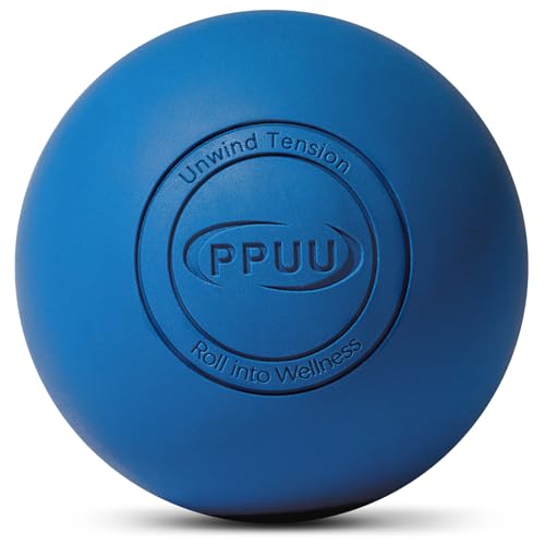 Lacrosse Ball Massage Ball for Myofascial & Trigger Point Release Muscle Knots Yoga Therapy Improves Joint Mobility & Relieves Pain Back Neck Chest HIPS Legs 2.5-Inch Solid Blue Rubber