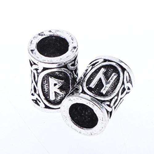 F Fityle 24x Nórdico Viking Runas Encantos Talão Solto Para Barba Cabelo Retro Pulseiras Pingentes -