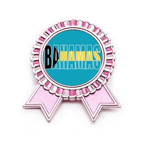Broche drapeau des Bahamas métal rose taille M pour égayer un vêtement terne