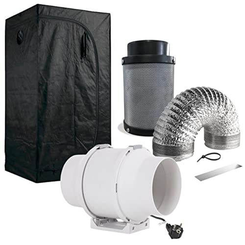 NICEGROW.de Growzelt mit Abluft Indoor Grow Growzelt 80 Rohrventilator 187cbm/h inkl. Filter Cover