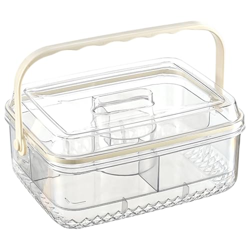 キャリーハンドルスクエアスナックボックスは、氷の保管層と食品輸送用の分割セクションを備えた正方形のコンパートメントシールされたフルーツストレージコンテナ用