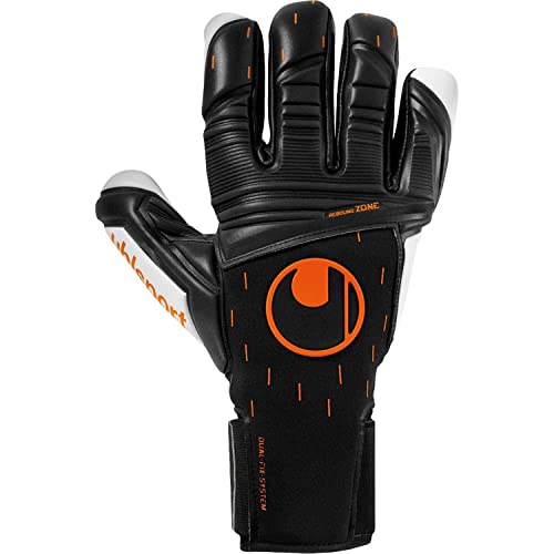 uhlsport Speed Contact ABSOLUTGRIP HN Coutures-Negativ Gants de Gardien de But Football Soccer Adulte, Jeunes Noir/Blanc/Fluo Orange - Taille 9