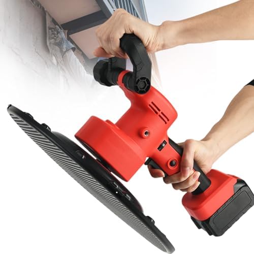 Electric Concrete Trowel with Brushless Lithium Battery, Handheld Wall Smoothing Machine, 6-Speed Plastering Tool, Includes 4 Sanding Discs & 2 Batteries for Masonry Projects