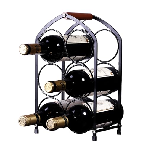 Range bouteille de vin empilable en métal noir et support autonome - 2