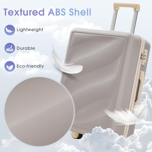 Image of Hardside Luggage Sets, Lightweight Wave Suitcase with Spinner Wheels, Purple Wavy Lines