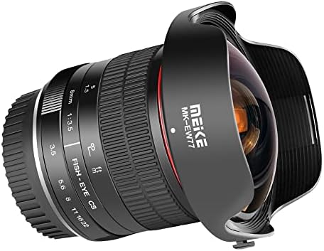 Meike 8mm F3.5 manual fisheye lens with 35 cm minimum focus