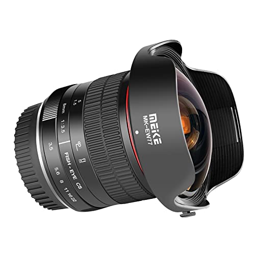 Meike 8mm f3.5 Ultra Weitwinkel Fisheye Objektiv für Canon EOS EF Mount DSLR Kameras EOS 70D 77D 80D Rebel T7i T6i T6s T6 T5i T5 T4i T3i SL2 etc
