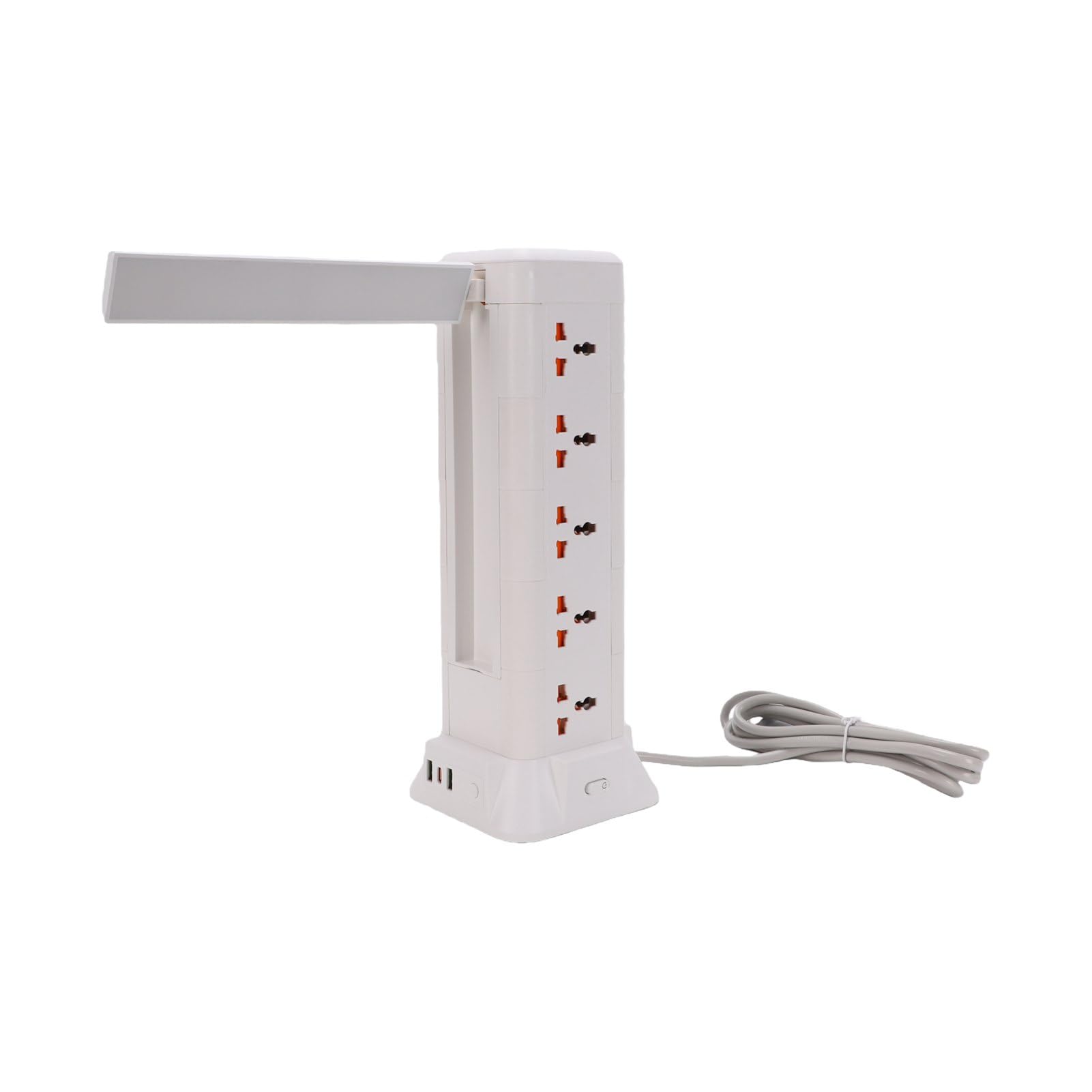 Ciabatta a Torre con Luce, 15 Prese e 3 Porte USB (Spina europea | Presa a Torre Multipresa, 15 CA 3 USB, Luce di Protezione da Sovraccarico, ABS Ignifugo, Dormitorio per Scrivania da Ufficio