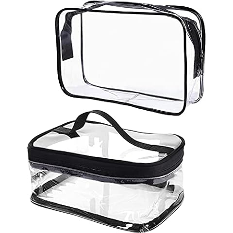 Lasinderm 2 Pack Travel Toiletry Bags Clear PVC Makeup Bags Waterproof Organizer Cosmetic Bag Cover